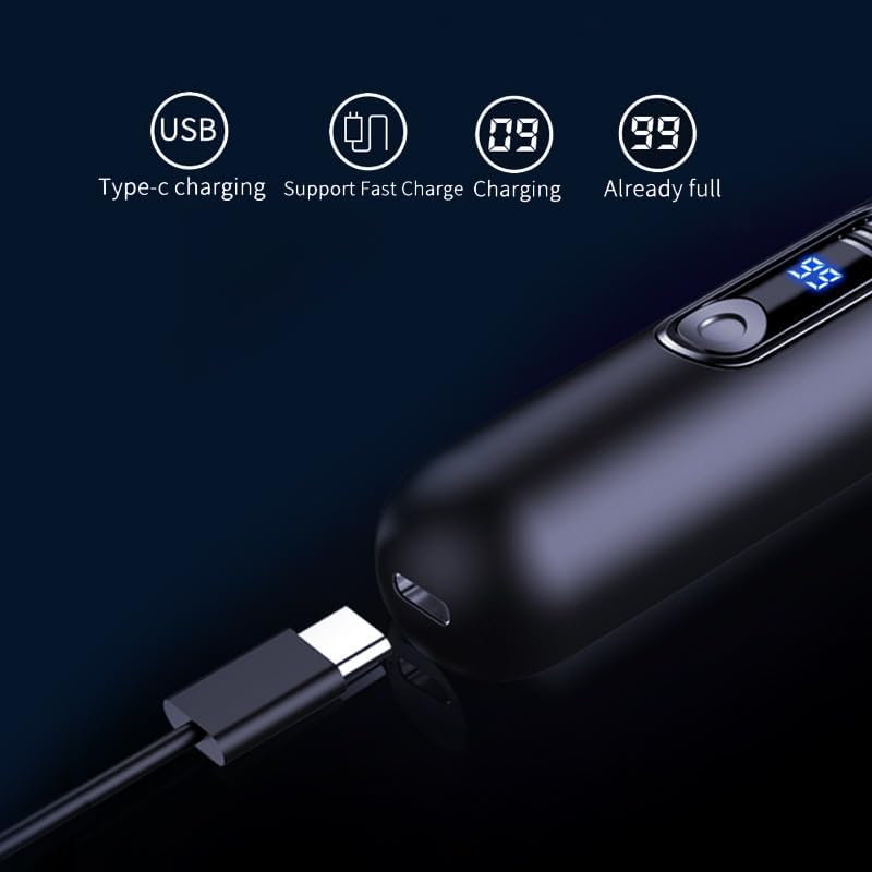 Electric Nose Hair Trimmer with LED Power Display, USB Type-C Rechargeable, Model A6, Safe and Painless