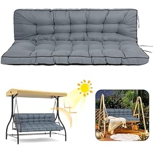 2/3 Seater Swing Replacement Cushion, Waterproof Porch Swing Cushions with Backrest, Thickened Bench Cushions for Outdoor Furniture, for Outdoor Patio Swing (Light Grey, 63 * 40in)