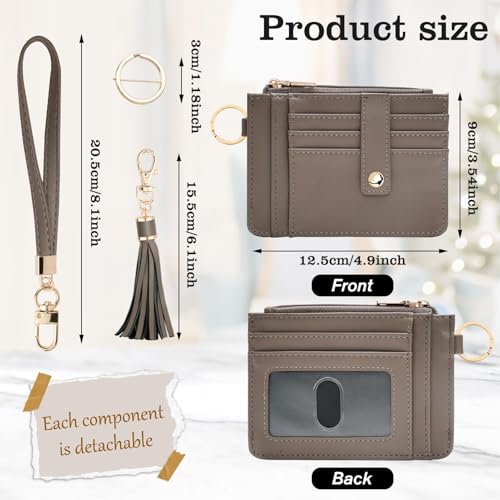 Image of KNGITRYI Small Wristlet Wallets for Women RFID Credit Card Holder Wallet Keychain Wristlet Wallet Credit Card Wallets for Women (Cement grey)