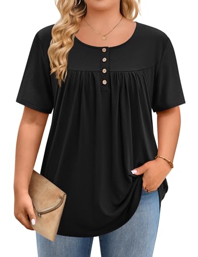 Image of IN'VOLAND Plus Size Tops for Women Short Sleeve Shirts Dressy Casual Tunics