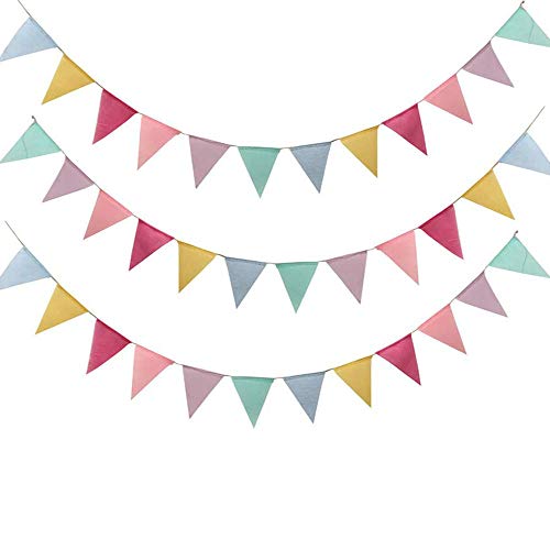 Ritte Banderines Banderas, Multicolor Banderines de Tela Banderines de Arpillera de Imitación Banderas de Triángulo para Boda Cumpleaños Celebracion Fiesta