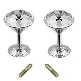 Hipiwe 2 Packs Glass Crystal Curtain Holder, 60mm Curtain Hook, Window Drapery Tie Backs Clips, Wall Cap Coat Hook Hanger Tassel Holder (Silver)