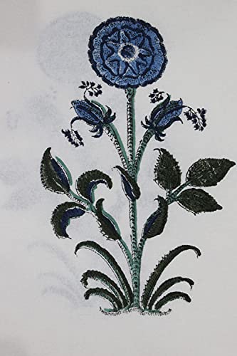 Mango Gifts Indian Tablecloth Hand Block Print Cover 100% Cotton Floral White Color #TOP2