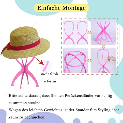 WXYYKX Perückenständer, Praktische Perückenhalter 35cm Hoch / Zusammenklappbar / statt Styroporkopf, Ideal zum Trocknen der Perücke, Haarteile mit Extra Perückennetzen -schwarz