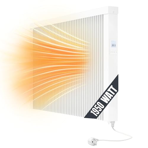 eVARMO Areo Smart 1950 W Elektroheizung Wandmontage- Elektroheizkörper mit Thermostat- elektrische Heizung Smart Home- App steuerbare Heizung WLAN steuerbar- digitale Elektroheizung