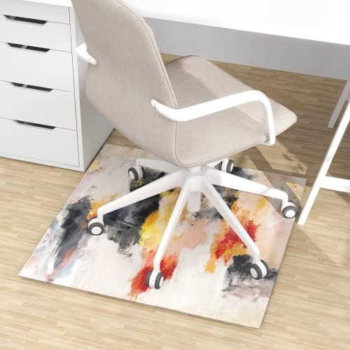 NeuType Glass Chair Mat for Carpet 36" x 36" x 1/4" Tempered Glass Office Chair Mat for Carpet Floors Desk Chair Mat Carpet - Effortless Rolling Best for Your Home or Office Floor - Abstract Art