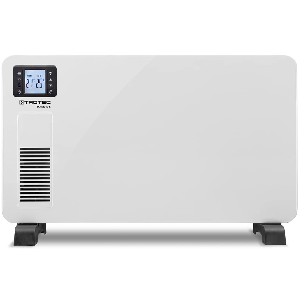 TROTEC Konwektor TCH 2310 E Designerski grzejnik elektryczny moc 1000 W / 1300 W / 2300 W dla pomieszczeń do 27 m² / 67 m³ przenośny i energooszczędny, biały