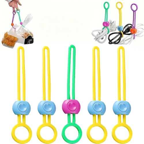 Image of 5Pcs Food Bag Clips for Food Storage, Reusable Kitchen Clips for Bags, Multi-Functional Foods Sealing Clips for Kitchen, Moisture-Proof Dustproof Sealers for Snacks, Rice, Coffee & Cable Organising