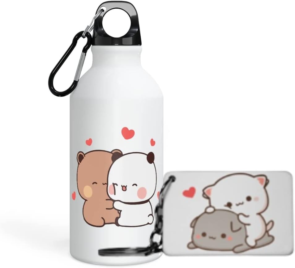 Couples Emotion Bubu Dudu Cute Sipper Water Bottle With Cute Keyring | Leak Proof | School Bottle | ym | Home | Kitchen | Hiking | Trekking | Travel Bottle