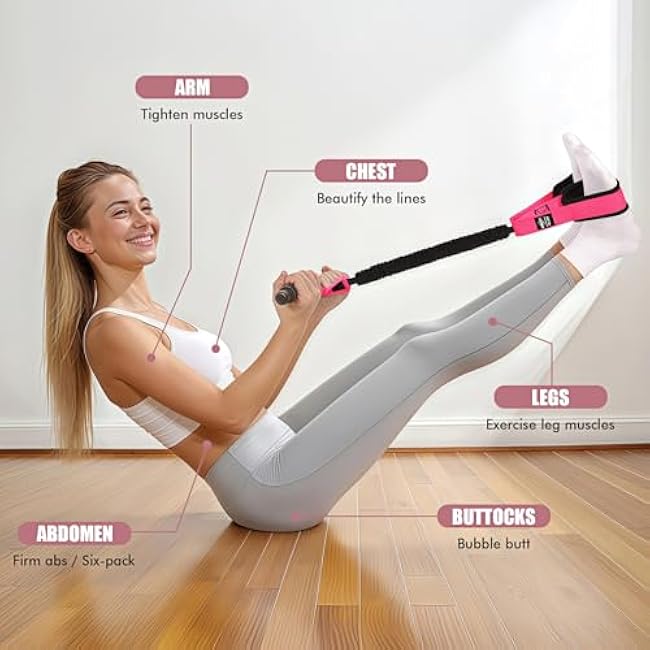 Resistance Band, Foot Pedal Resistance Band with Handle, Exercise Bands for Sit-ups, Home Gym Fitness Equipment, Natural Latex Fitness Bands for Abdomen, Waist, Arm, Leg Slimming Training