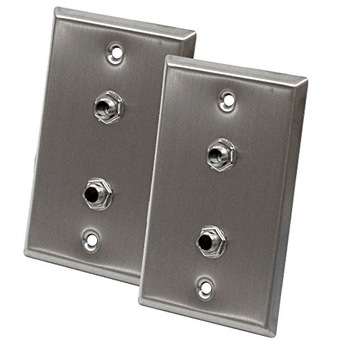 Seismic Audio - SA-PLATE21-2Pack - Pair of Stainless Steel Wall Plates - Dual 1/4