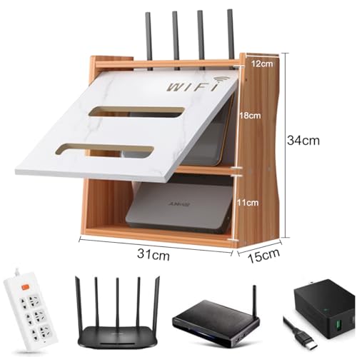 Support mural routeur WiFi et étagère de rangement pour décodeur TV salon - 4