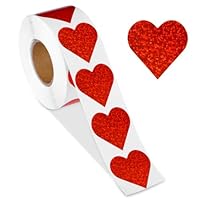 1.5'' 500Pcs Heart Valentines Laser Stickers, Glitter Heart Stickers Roll Valentine's Mother Day Gift Decorative Label Sticker