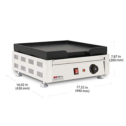 Aldkitchen Electric Griddle | Teppanyaki Grill With Nonstick Covering | 17" X 17" Cooking Surface | 110V (Black) (Non-Stick) #TOP1