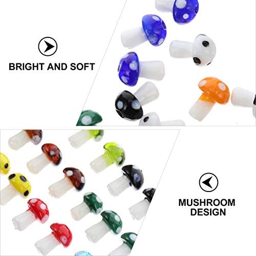 EXCEART 25Pcs Mushroom Charms Hand Blown Glass Mushroom Pendants Loose Spacer Beads Connector for Car Key Chain Hand Bag Purse DIY Jewelry Crafts Making Mixed Color