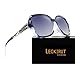 LECKIRUT Oversized Sunglasses for Women Polarized UV Protection Classic Fashion Ladies Shades Blue Frame Gray Lens