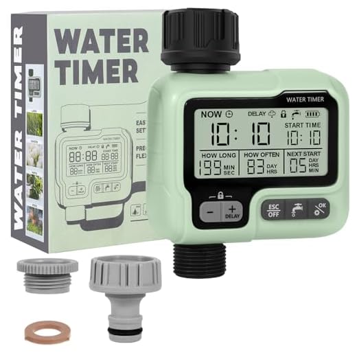 AQXONG Temporizzatore di Irrigazione Automatico,Timer per l'irrigazione del Giardino con Display LCD,Temporizzatore di Irrigazione Manuale/Modalità Blocco Bambini/Ritardo Pioggia/Impermeabilità IPX5