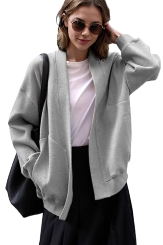 2025 Spring Fashion Streetwear Oversized Womens Hoodies Sweatshirts Pockets no Zip Up Long Sleeve Open Front Cardigan