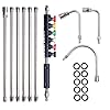 Xiny Tool Pressure Washer Extension Wand, 10 Pack Power Washer Lance with 6 Atomization Nozzle Tips,1 Gutter Cleaner Attachment Curved Rod, 1/4" Quick Connect, 4000 PSI