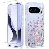 GVIEWIN for Google Pixel 10 Case/Pixel 10 Pro Case with Screen Protector, [Military Grade Drop Protection] Non Yellowing Clear Floral Slim Phone Cover for Women 2025 6.3' (Floratopia/Colorful)