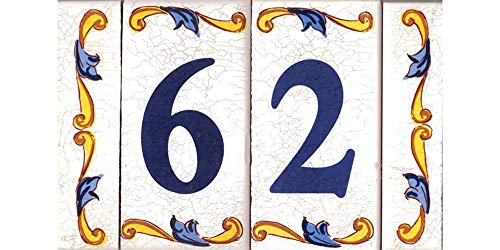 House Number. Address Numbers & plaques. House Signs. Door Numbers. Ceramic Letters and Numbers. Design “Craquelé” (Number Six"6") - Image 2