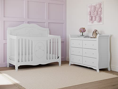 Storkcraft Princess 5-In-1 Convertible Crib (White) – Greenguard Gold Certified, Converts To Toddler Bed And Full-Size Bed, Classic Baby Crib For Girls Nursery, Fits Standard Full-Size Crib Mattress #TOP2