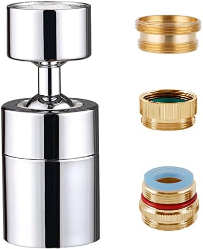 2-Flow Bathroom Faucet Aerator with 3 Adapters, 360-Degree Swivel Female Thread Faucet Aerator with Male Adapter, Water Saving Kitchen Sink Aerator, Chrome Faucet Extender Attachment