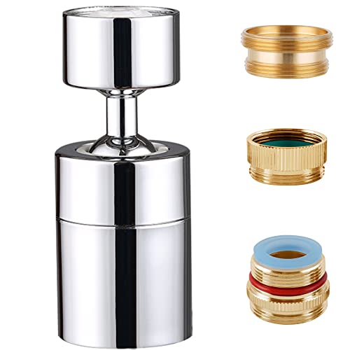 2-Flow Bathroom Faucet Aerator With 3 Adapters, 360-Degree Swivel Female Thread Faucet Aerator With Male Adapter, Water Saving Kitchen Sink Aerator, Chrome Faucet Extender Attachment #TOP9