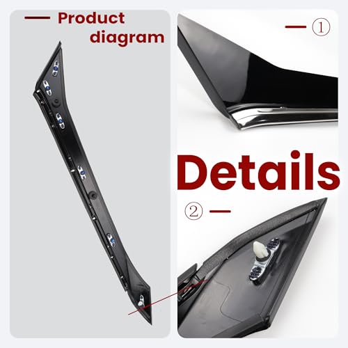 Windshield Rear Pillar Molding Trim Set Compatible with Nissan Maxima 2016 2017 2018 2019 2020 2021 78873-9DJ1A 78872-9DJ1A by HocvrlX - Image 5