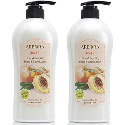 ARBORA Hand & Body Lotion PEACH 25.4OZ/750ML Paraben Free Natural Ultra-Moisturizing, Professional Massage Lotion Original from Korea, Pack of 2 Cover