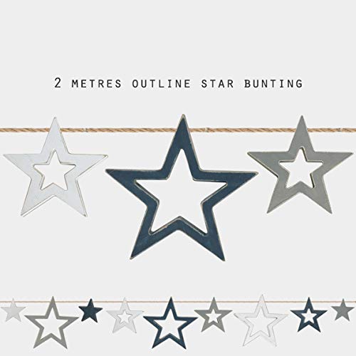 East of India Wooden bunting-Outline stars 2 Metres