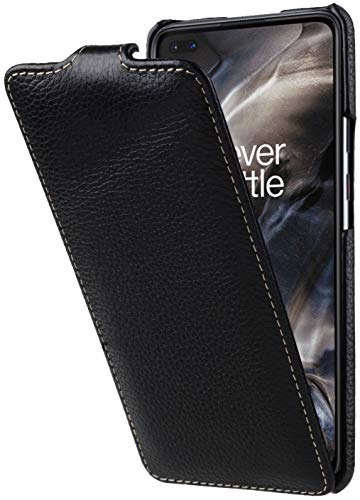 Coque OnePlus Nord cuir véritable noir StilGut étui à rabat vertical fait main
