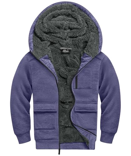 Image of Boys Zip Up Hoodie Kid Hooded Jacket | Fleece Lining,Soft Warm coat,Fall Winter Outwear for 6-15 Years Unisex,Sweatshirt Suitable for School,Outdoor