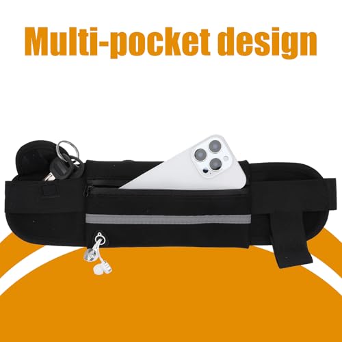 JIEYAO Laufgürtel für Handy, Ultraleichte Hüfttasche Wasserdicht Bauchtasche Elastischer Lauftasche Jogging Verstellbare Handytasche Sportgürtel Herren Damen Running Belt für Joggen Fitness (Schwarz)