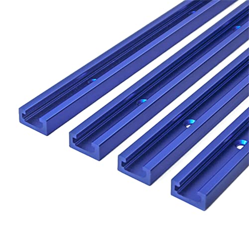 4 Pack 48' T-Track for Woodworking with Screws, Aluminum Alloy Woodworking Tools Double Cut Profile Universal T-Tracks with Predrilled Mounting Holes, Anodized Blue