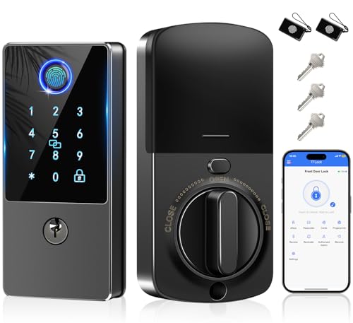 Smart Door Lock Deadbolt, Keyless Entry Door Lock with Fingerprint & Keypad,App Control,Auto Lock,Secure Electronic Digital Lock for Front Door Home Apartment Rental,Easy Installation,Matte Black - image 1