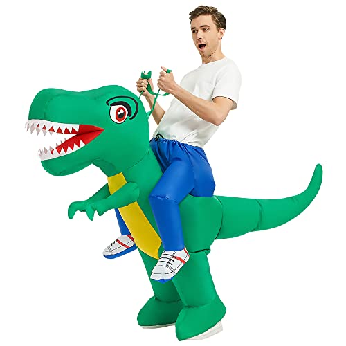 RHYTHMARTS Costume Dinosaure Gonflable Déguisement de Dinosaure Adulte Costume de Dinosaure Gonflable pour Adulte, Vert