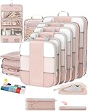 10 Set Compression Packing Cubes for Travel Gifts Women Mom,OlarHike Luggage Clothes Organizer for Travelers,Airplane/Cruise/Car/Train Travel Essentials,Compressible Expandable Saver Space Bags(Beige)