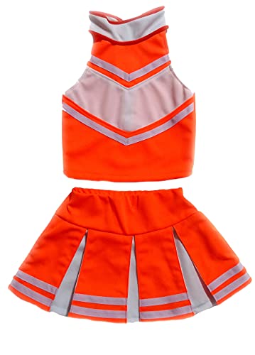 Total 2550 Little Girls' Cheerleader Cheerleading Outfit Uniform Costume Cosplay Neon Orange/White (S / 2-5) - Thumbnail 6