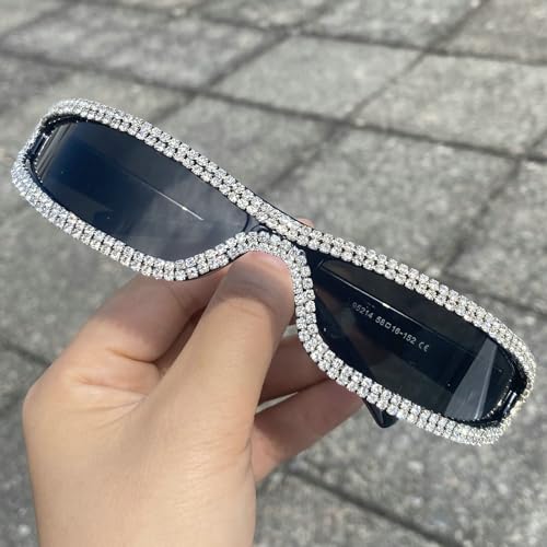 Image of Small Square Sunglasses for Women,Cute Fashion Wrap Around Sunglasses,Trendy Y2k Sunglasses Vintage Narrow Shades