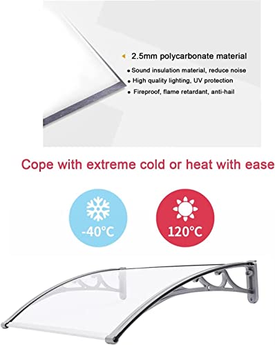 Modern Polycarbonate Rain Canopy Rainproof And Silent,Front Door Canopy Curved Window Awning Outdoor Awning Sunlight Protection, For Courtyard Patio Balcony 23.3.16 (Size : 80X240Cm) #TOP3