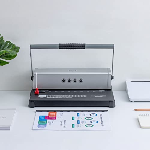 Tianse Binding Machine, 10-Holes, 350 Sheets, Clip Binding Machines With Starter Kit 100 Pcs 0.12" Binding Spines, Double Handle Binder Machine Perfect For Letter Size, A4, Or Smaller Sizes #TOP5