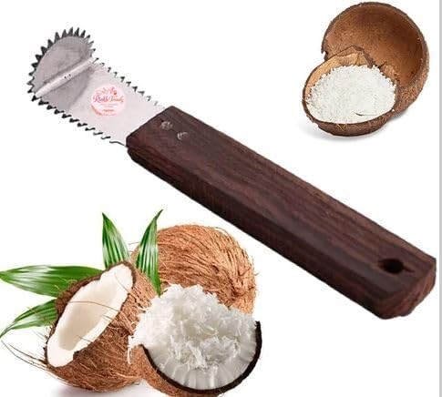 Rinkle Trendz Stainless Steel Wooden Coconut Scrapper Coconut Grater Brown Handle