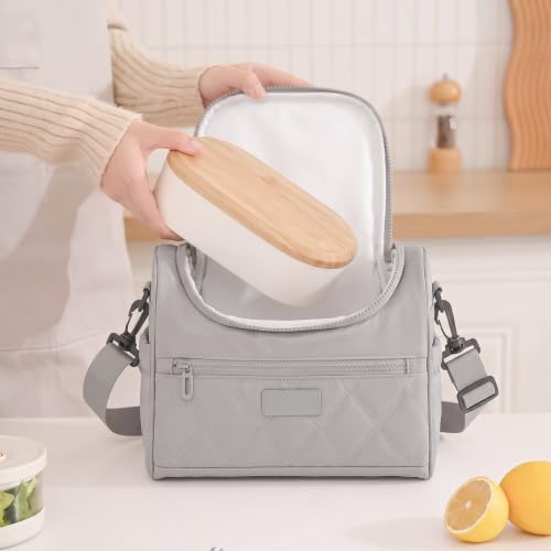 Image of WEMOL Insulated Lunch Bag for Travel, 8L Leakproof Tote Bag with Strap (Lunch Tote - Ash Grey)