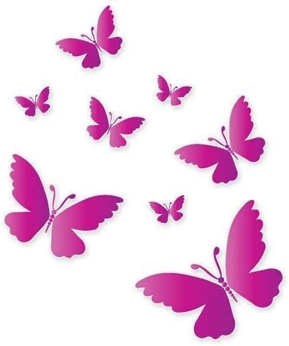 Pink Butterflies Beautiful Set of 8 Vinyl Stickers - Car Phone Helmet Bumper Sticker Decal