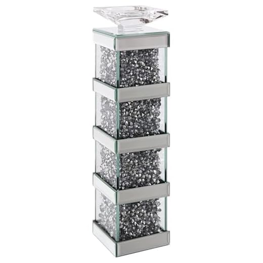 Acme Noralie Accent Candleholder, Mirrored and Faux Diamonds