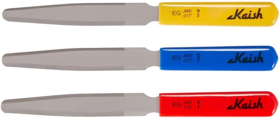 KAISH Premium Double Edge Electric Guitar Nut Slotting File 10-46 Nut String Slot Files for Medium Strings