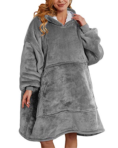 Aujelly Oversized Sweatshirt Blanket Unisex Sherpa Hooded Blanket Portable...