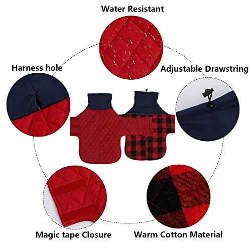 Geyecete Dachshund Coat,Dachshund Winter Coat,Warm Dachshund Coat Waterproof Windproof, High Neckine String Holes Miniature Dachshund Jacket For Small Dog-Red-L #TOP1
