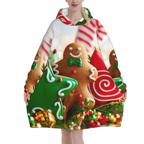 Couverture à capuche flanelle adulte plaid sweat chaud bonhomme pain d'épice
